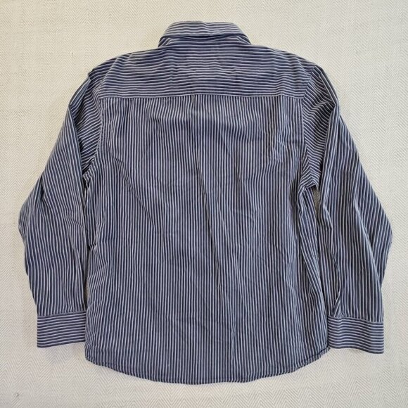 Marc Ecko Cut & Sew Button Shirt Long Sleeve Embroidery Design Blue Stripe XL - Picture 13 of 16